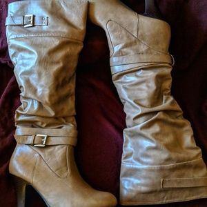 Taupe Knee-high Boots